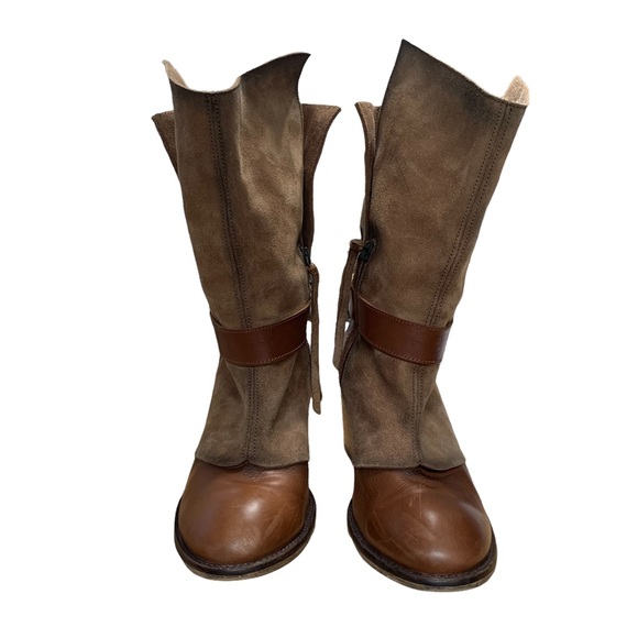 Anthropologie Sixtyseven Leather Boots Lagenlook Tan Cognac suede Spain 38 / 7 - Picture 2 of 8